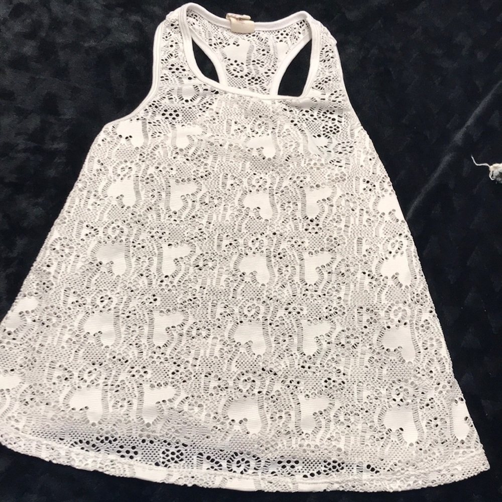 Delicate white lace tank top